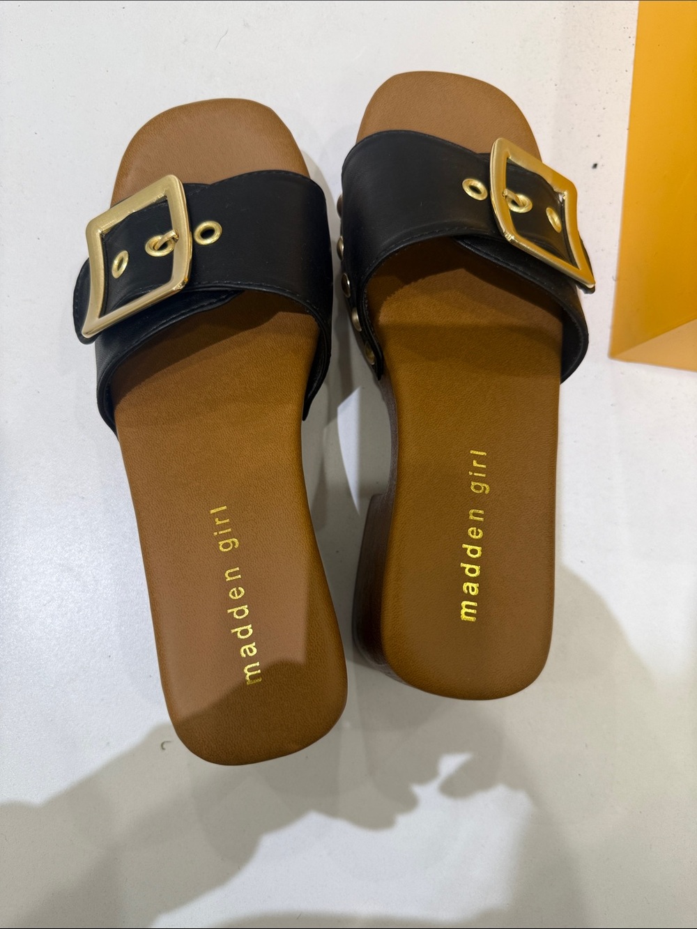 Madden Girl Black Slide Mules with Gold Buckle choose color available